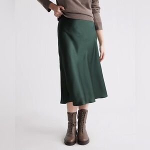 100% Washable Silk Skirt Forest Green